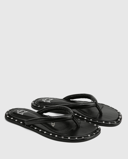 Czarne skórzane japonki z ćwiekami Grenada - Image #1