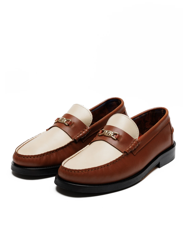 Skórzane mokasyny Roma Chestnut/Cream Leat