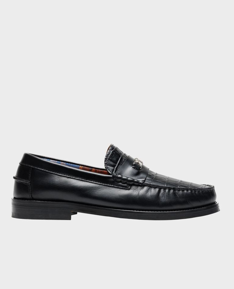 Skórzane mokasyny Roma Black Croc