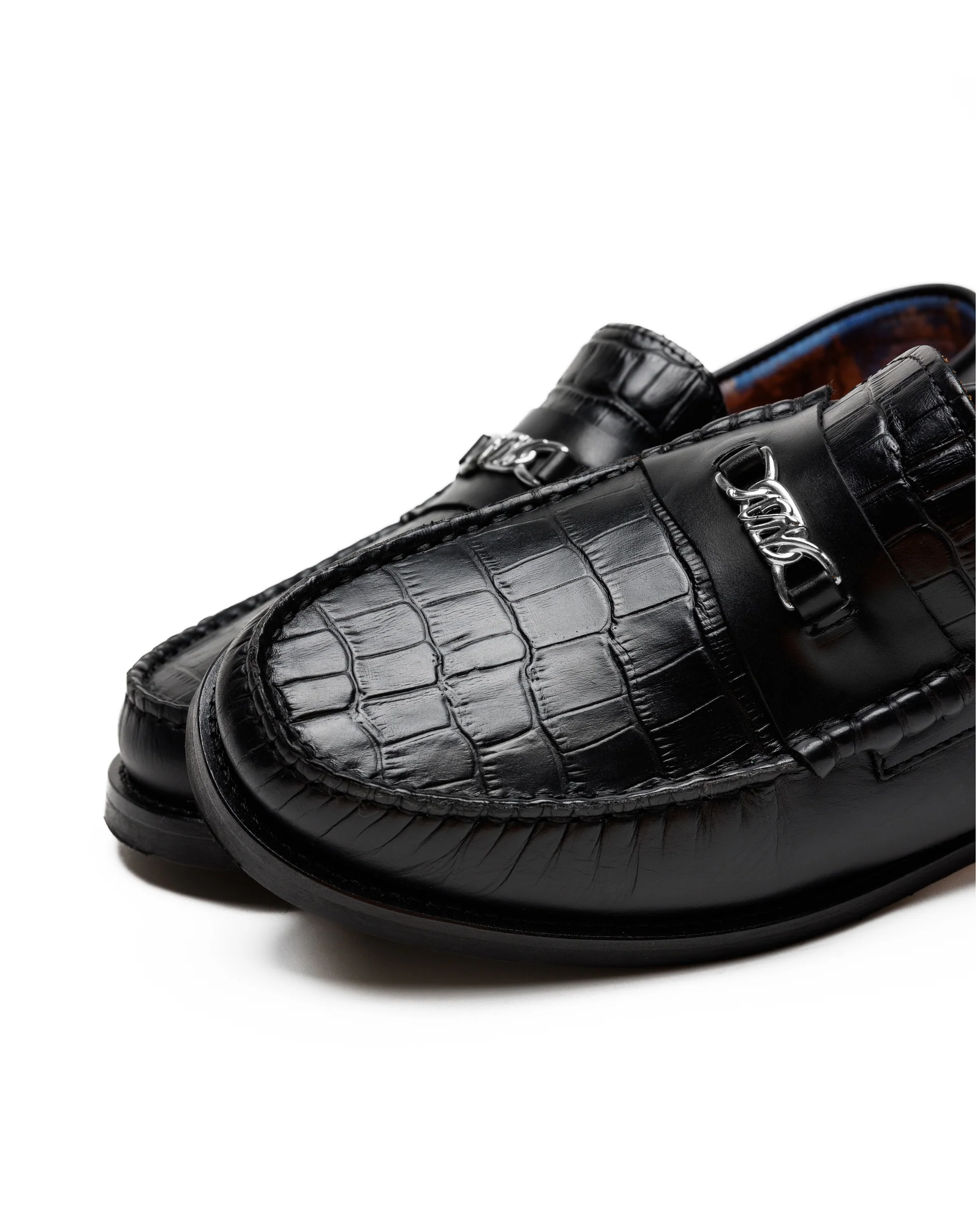 Skórzane mokasyny Roma Black Croc - Image #4
