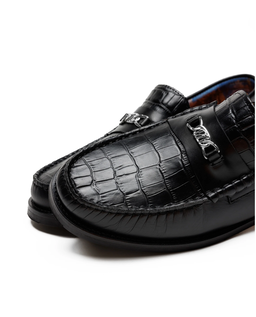 Skórzane mokasyny Roma Black Croc - Image #4