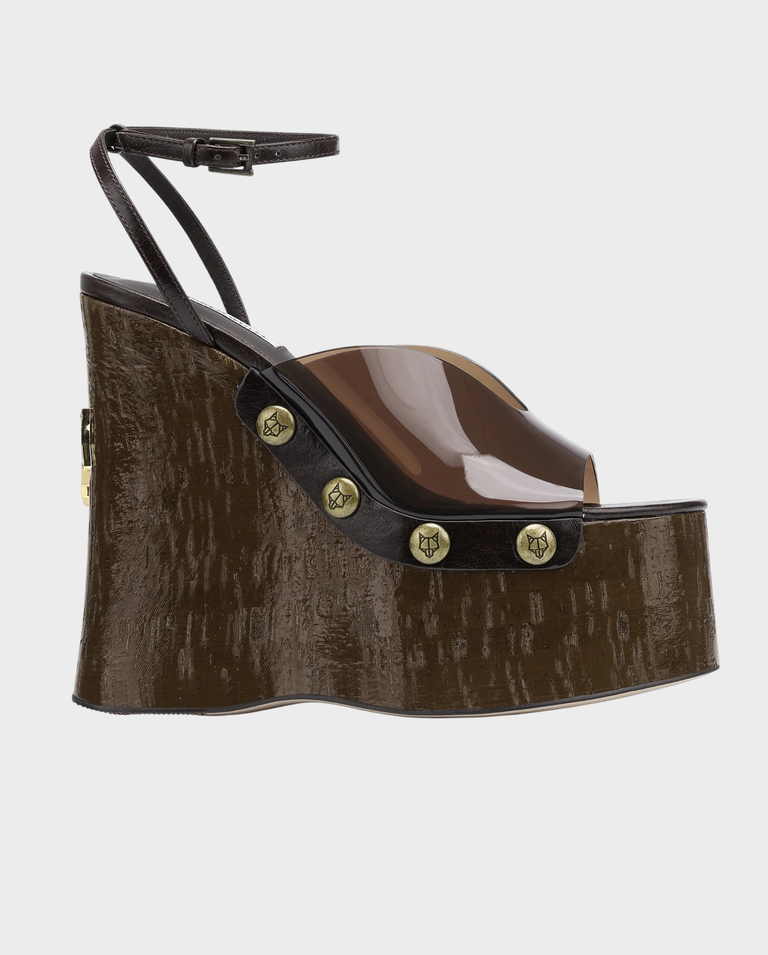 Sandały na koturnie Tiger Lilly Brown TPU