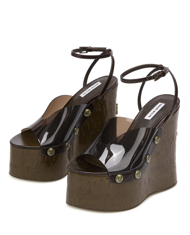 Sandały na koturnie Tiger Lilly Brown TPU