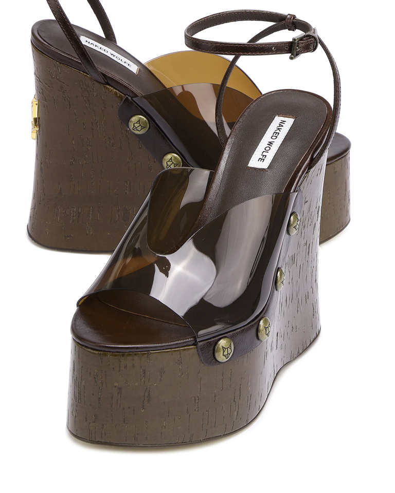 Sandały na koturnie Tiger Lilly Brown TPU - Image #3