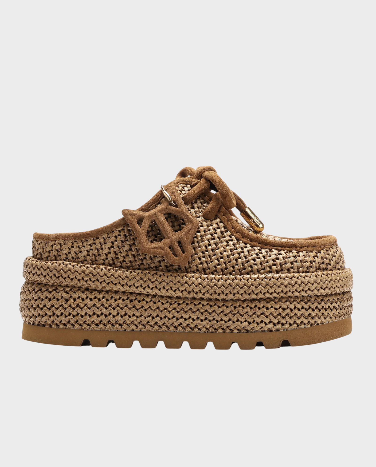 Ciemnobeżowe chodaki z rafii na platformie Blizzard - Image #0