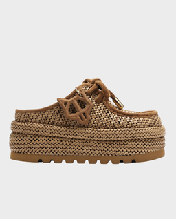 Ciemnobeżowe chodaki z rafii na platformie Blizzard - Image #0