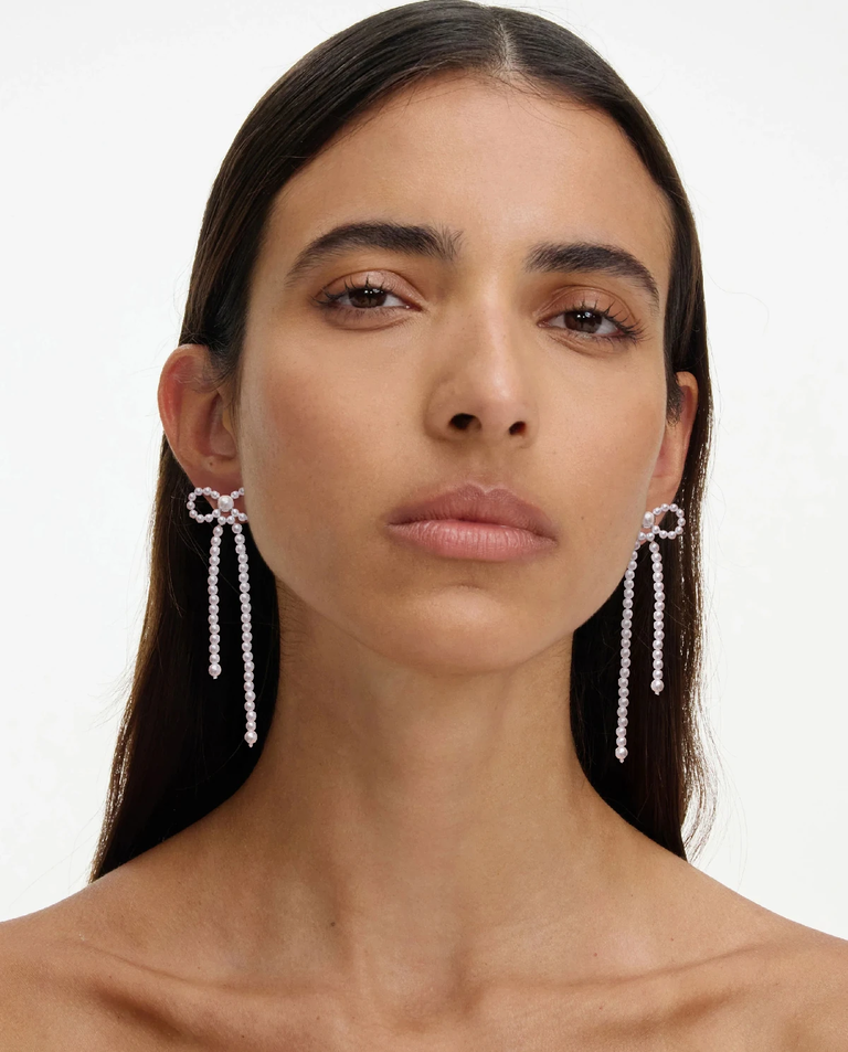 Wiszące kolczyki kokardki - Image #2