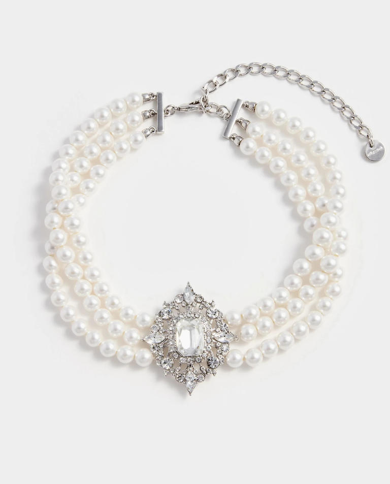 Perłowy naszyjnik z kryształami