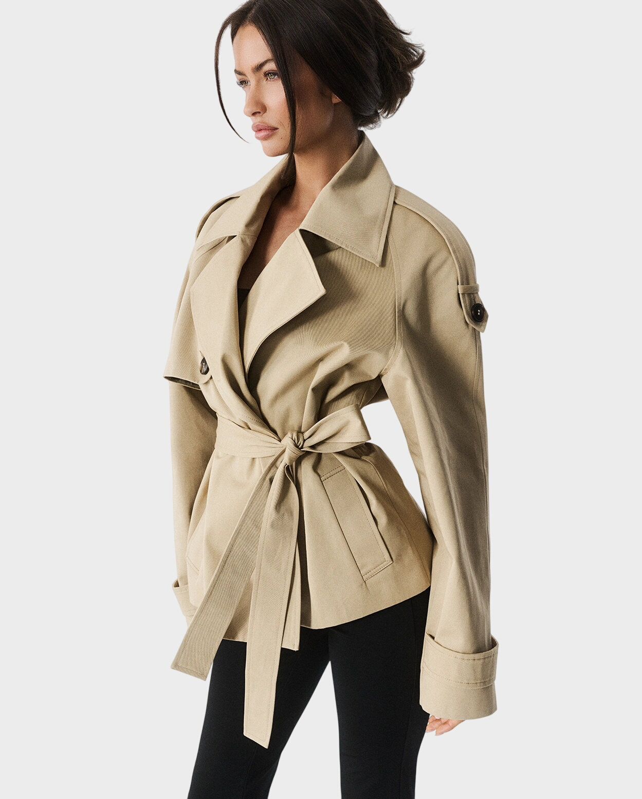 Krótki beżowy trencz Peggy - Image #0