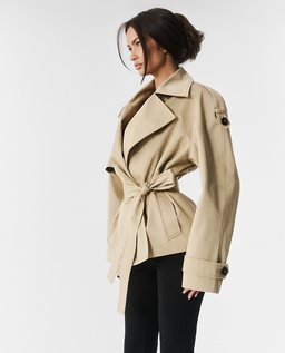 Krótki beżowy trencz Peggy - Image #3