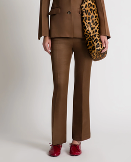 Brązowe jedwabne spodnie o prostej nogawce - Image #0