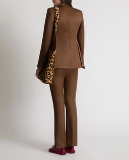 Brązowe jedwabne spodnie o prostej nogawce - Image #2