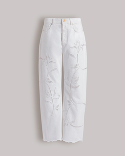 Białe jeansy z kwiatowym haftem - Image #1