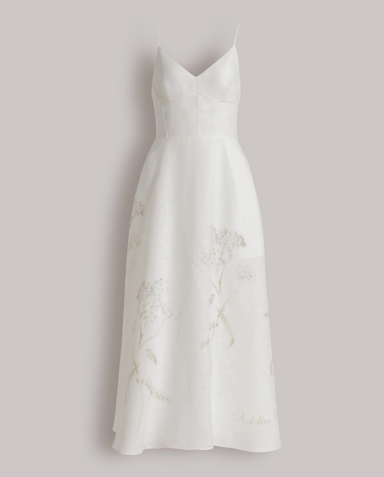 Lniana sukienka z kwiatowym wzorem