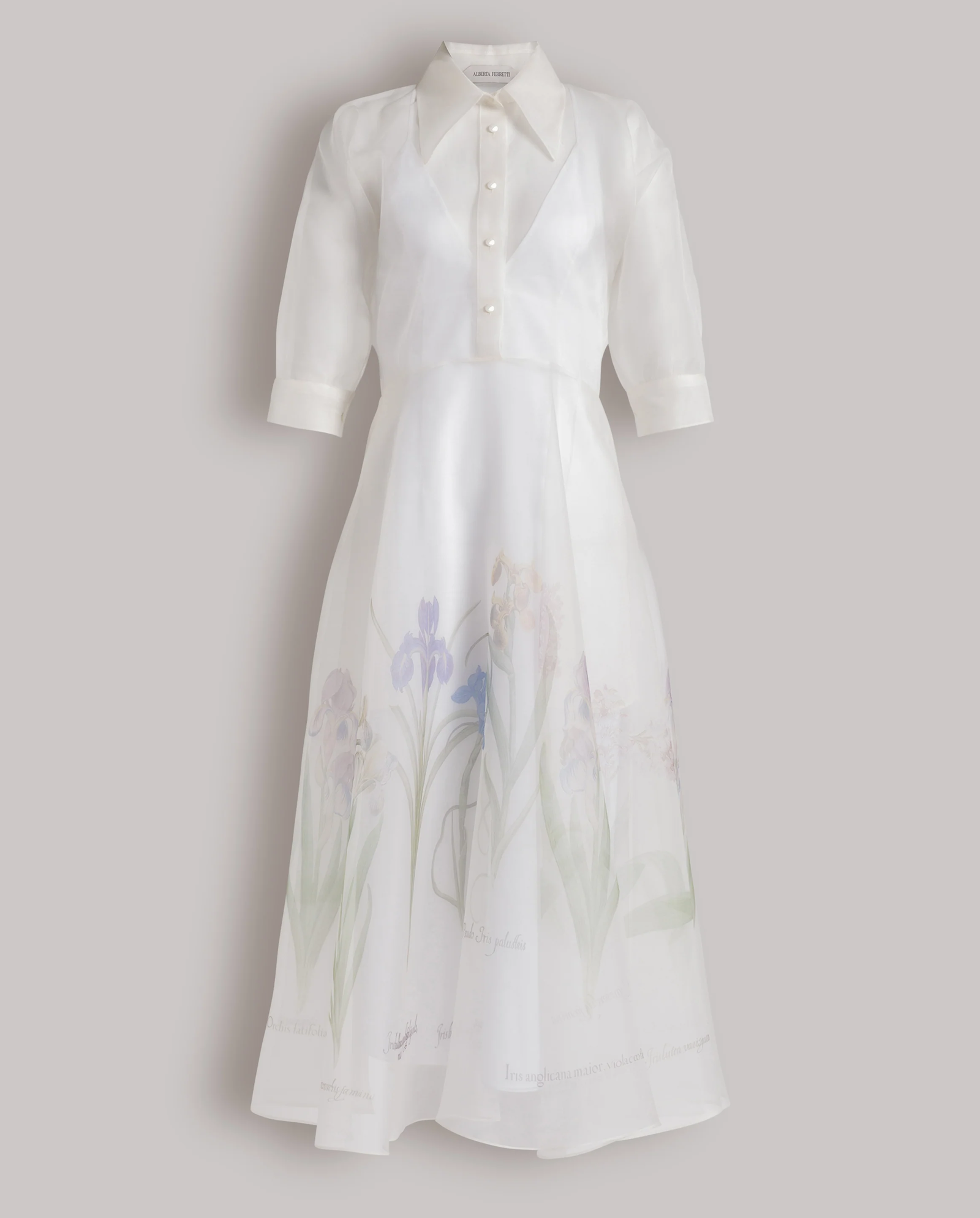 Biała sukienka midi z kwiatowym motywem - Image #1