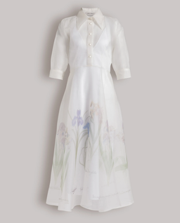 Biała sukienka midi z kwiatowym motywem - Image #1