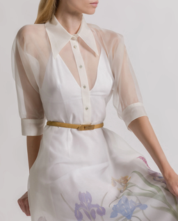 Biała sukienka midi z kwiatowym motywem - Image #3