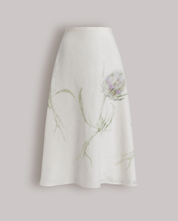 Lniana spódnica midi z kwiatowym wzorem - Image #1