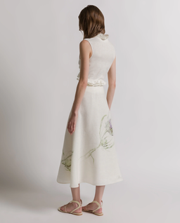 Lniana spódnica midi z kwiatowym wzorem - Image #3