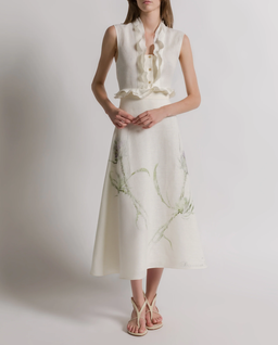 Lniana spódnica midi z kwiatowym wzorem - Image #2