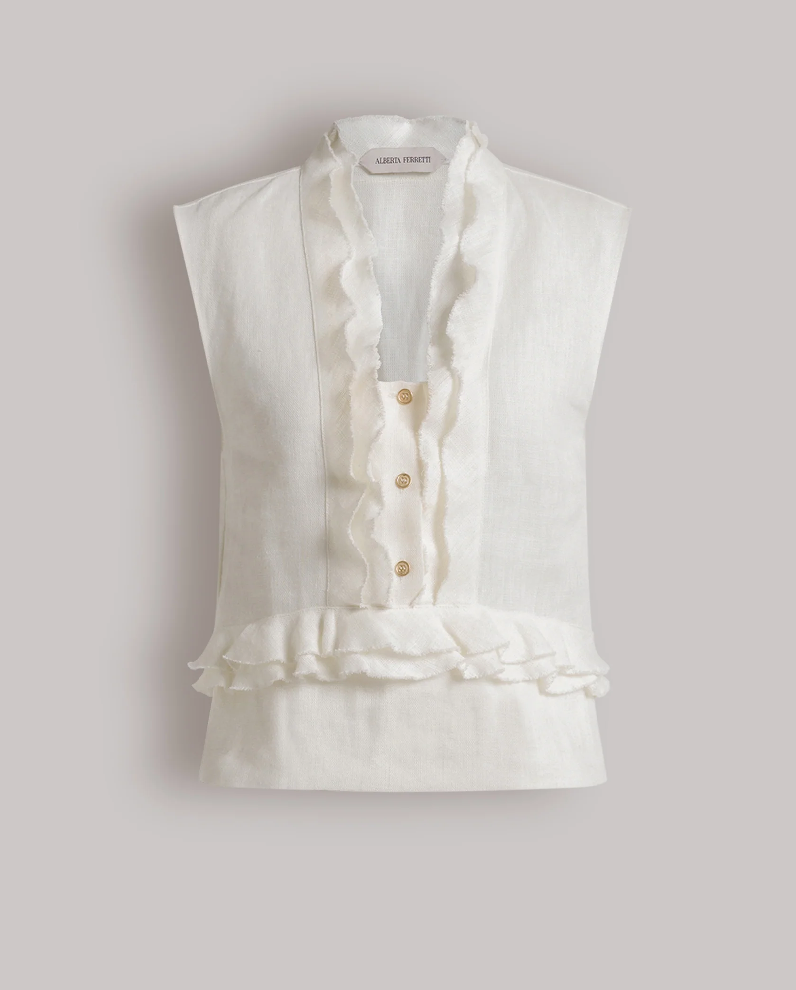 Lniana bluzka z falbanami - Image #1