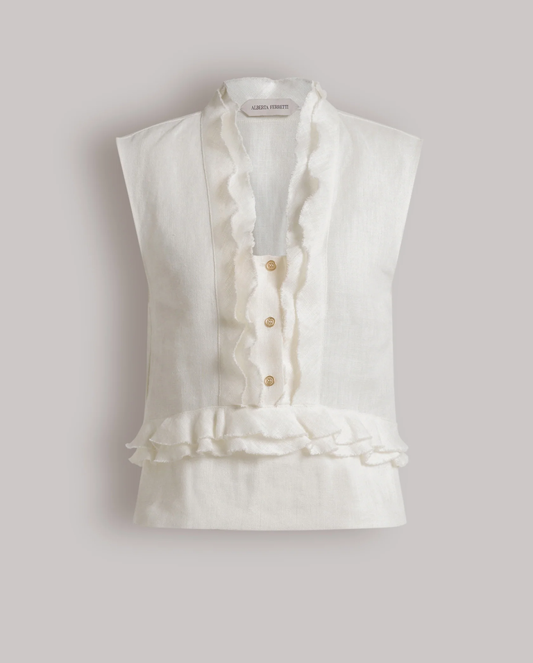 Lniana bluzka z falbanami