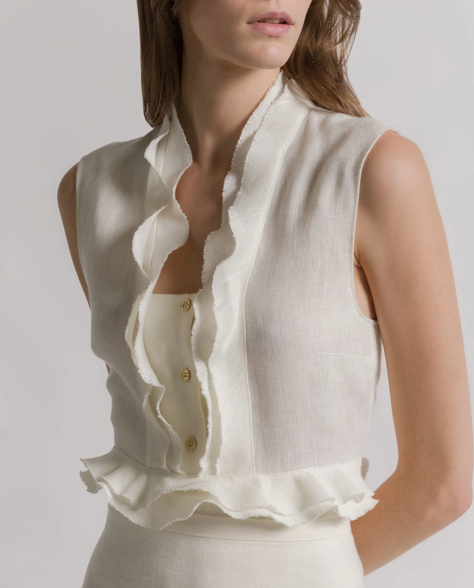 Lniana bluzka z falbanami - Image #0