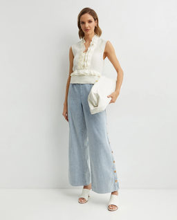 Lniana bluzka z falbanami - Image #1