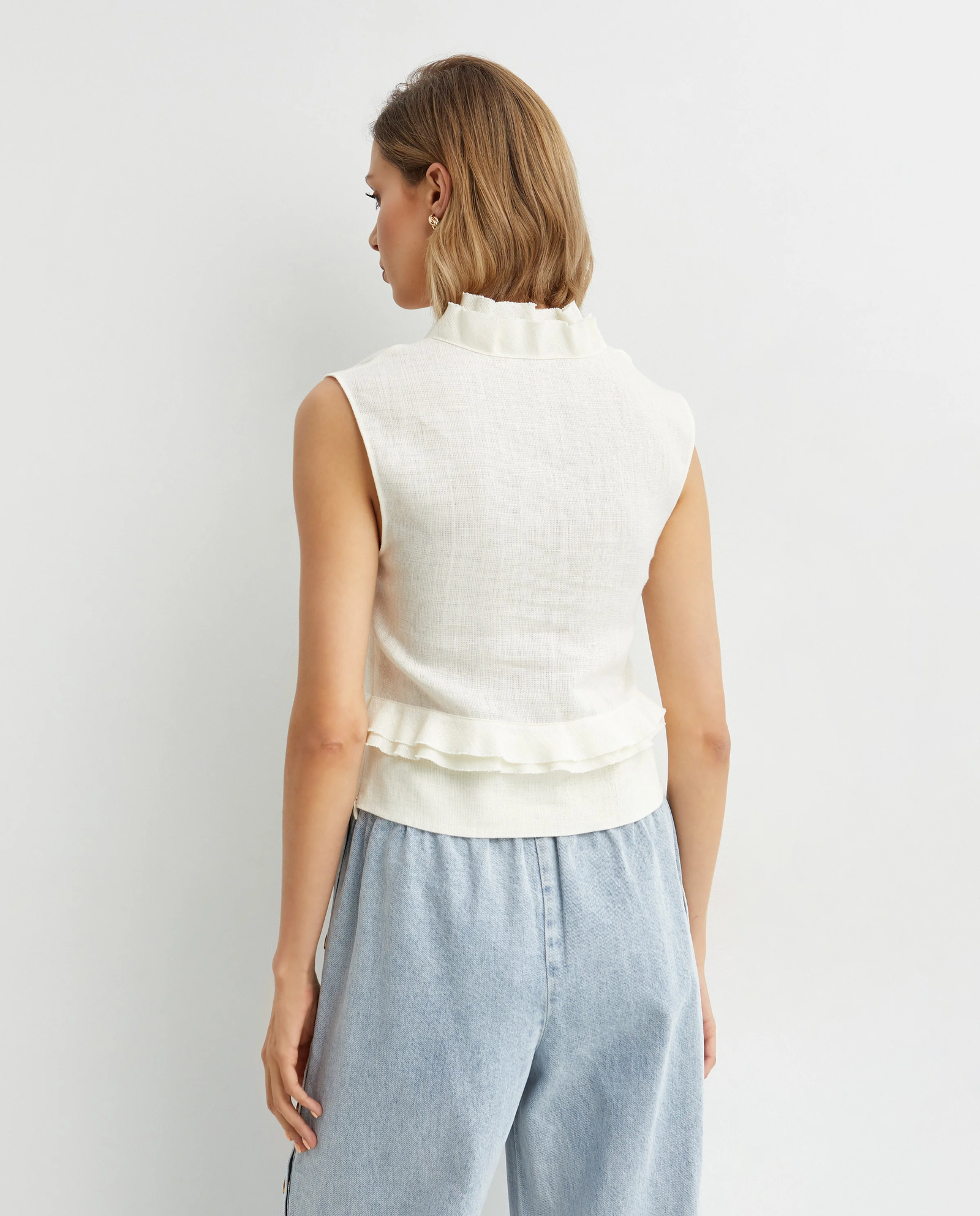 Lniana bluzka z falbanami - Image #2