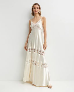 Satynowa sukienka z koronką - Image #0