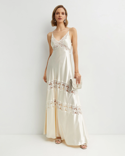 Satynowa sukienka z koronką - Image #1