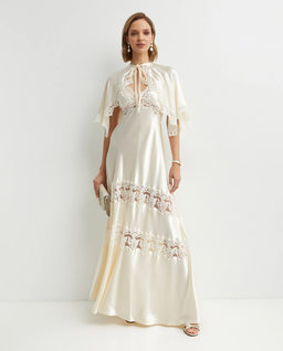 Satynowa sukienka z koronką - Image #4