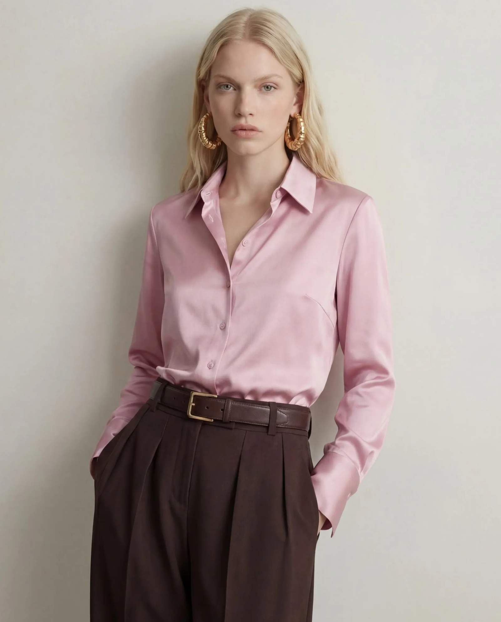 Różowa koszula z jedwabiu Maddie - Image #1