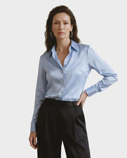 Błękitna koszula z jedwabiu Maddie - Image #0