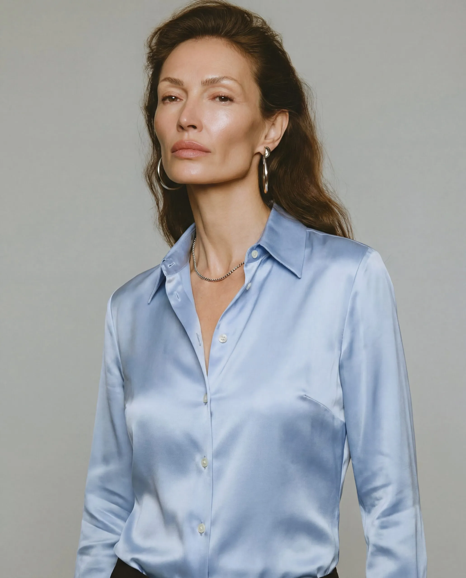 Błękitna koszula z jedwabiu Maddie - Image #2