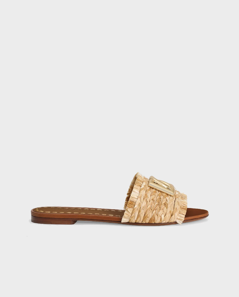 Beżowe klapki z logo