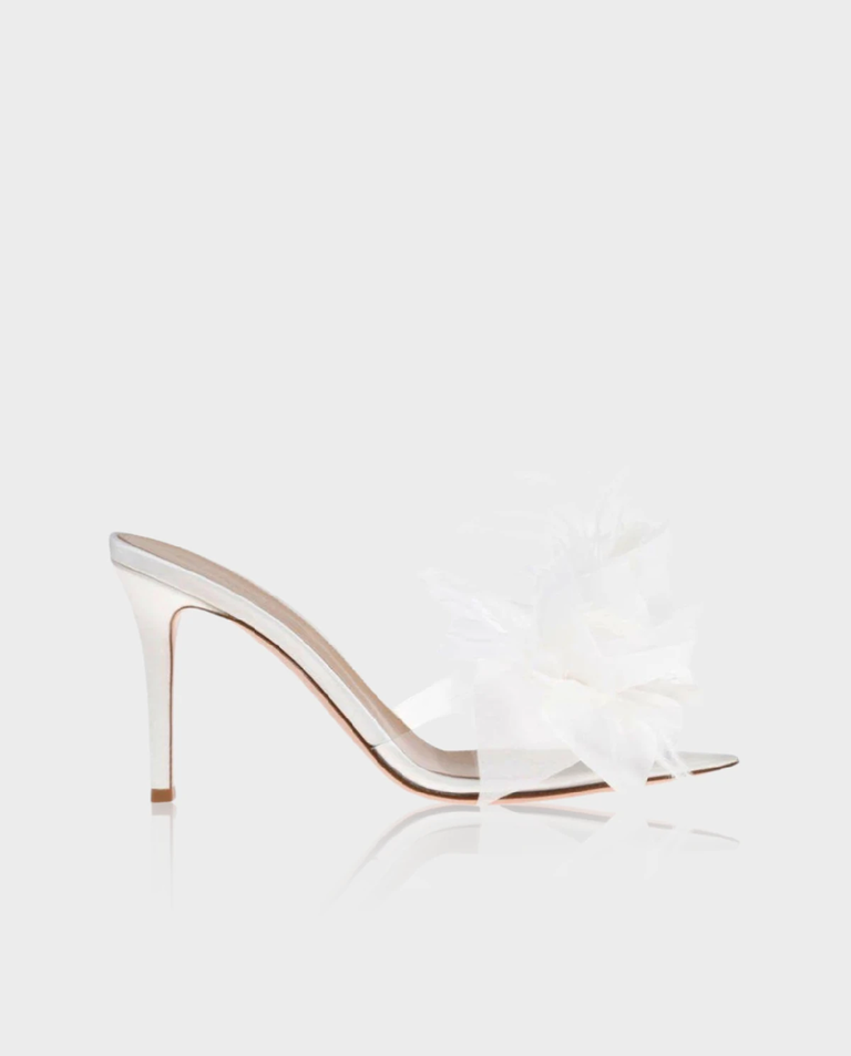 Srebrne klapki na szpilce