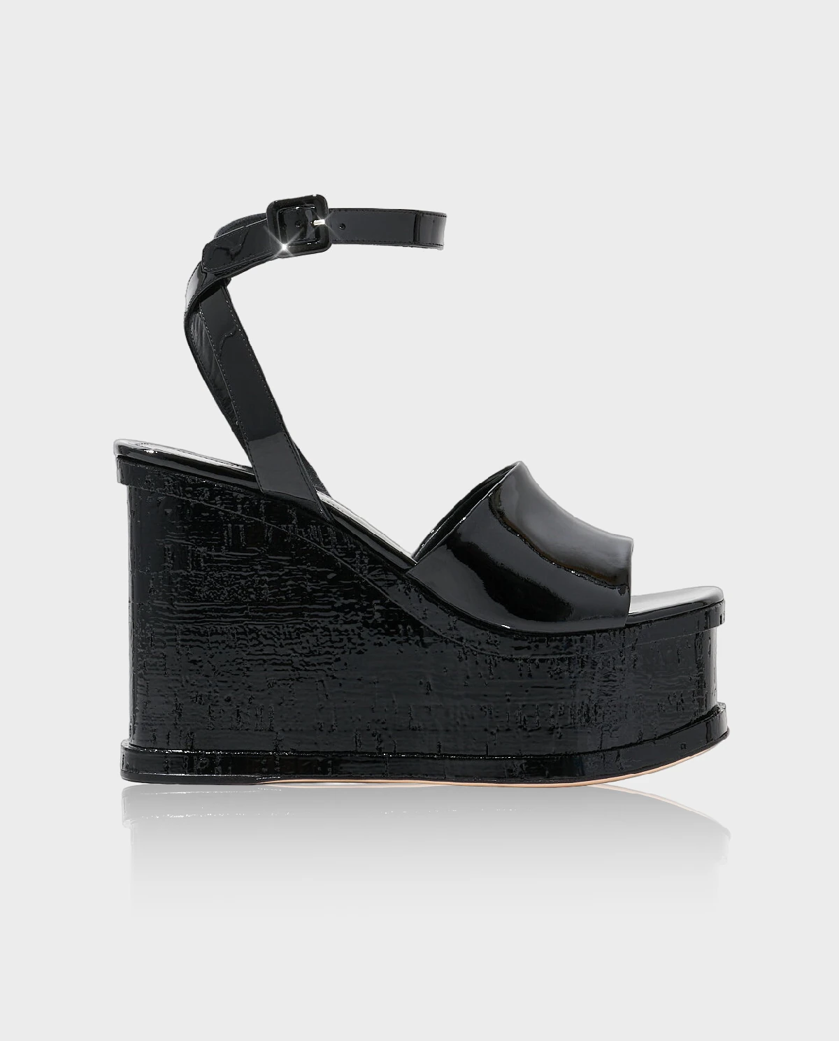 Czarne sandały na koturnie Petra - Image #0