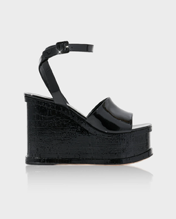 Czarne sandały na koturnie Petra - Image #0