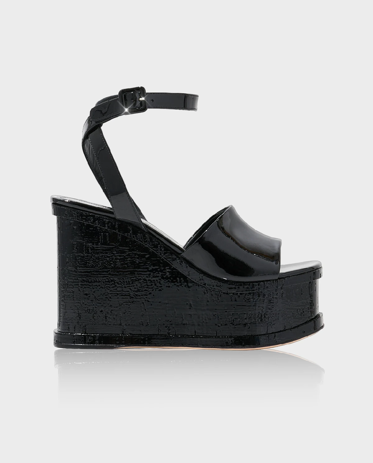 Czarne sandały na koturnie Petra