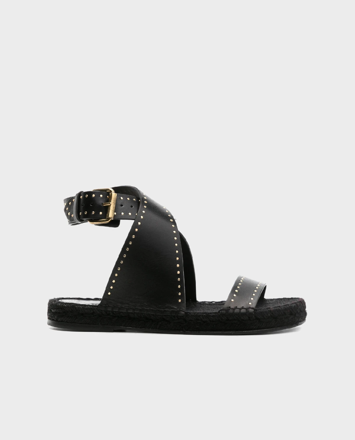 Skórzane czarne sandały z ćwiekami - Image #0