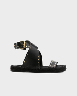 Skórzane czarne sandały z ćwiekami - Image #0