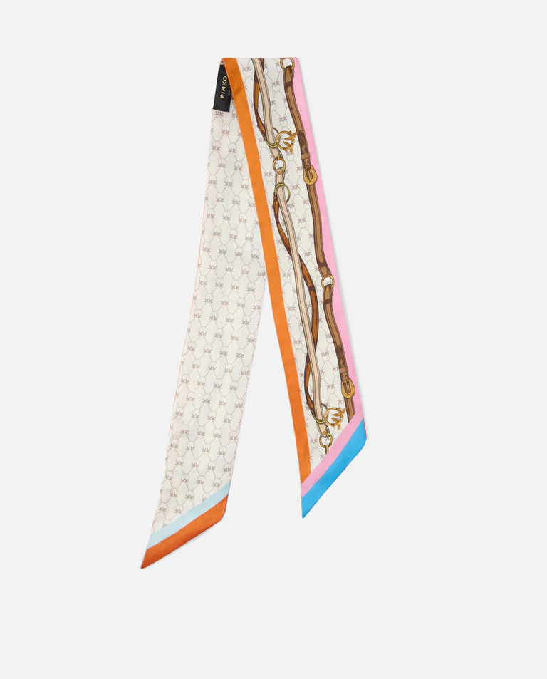 Cienki szalik z wielokolorowym nadrukiem