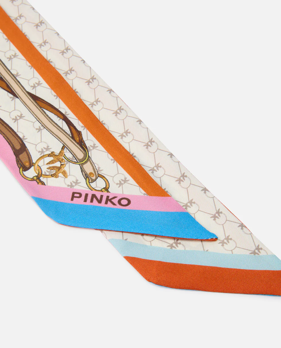 Cienki szalik z wielokolorowym nadrukiem - Image #2