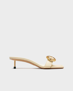 Kremowe klapki na szpilce Regalo Basse - Image #0