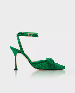 Zielone szpilki Double Bow z ćwiekami - Image #0