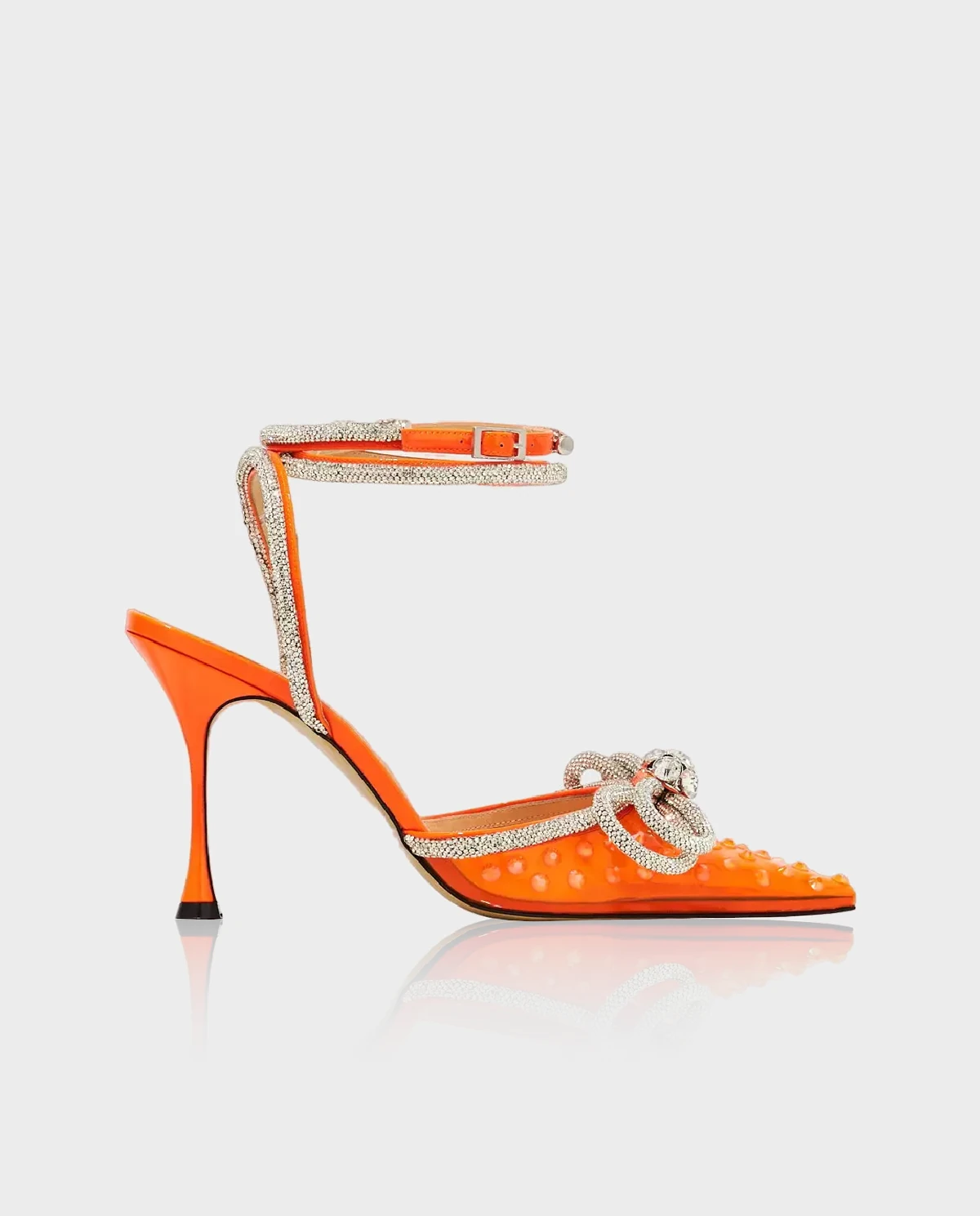 Pomarańczowe szpilki z kryształami Double Bow - Image #0