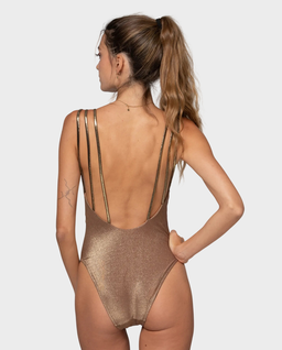 Złoty strój kąpielowy z wyciętymi plecami Gaia - Image #1