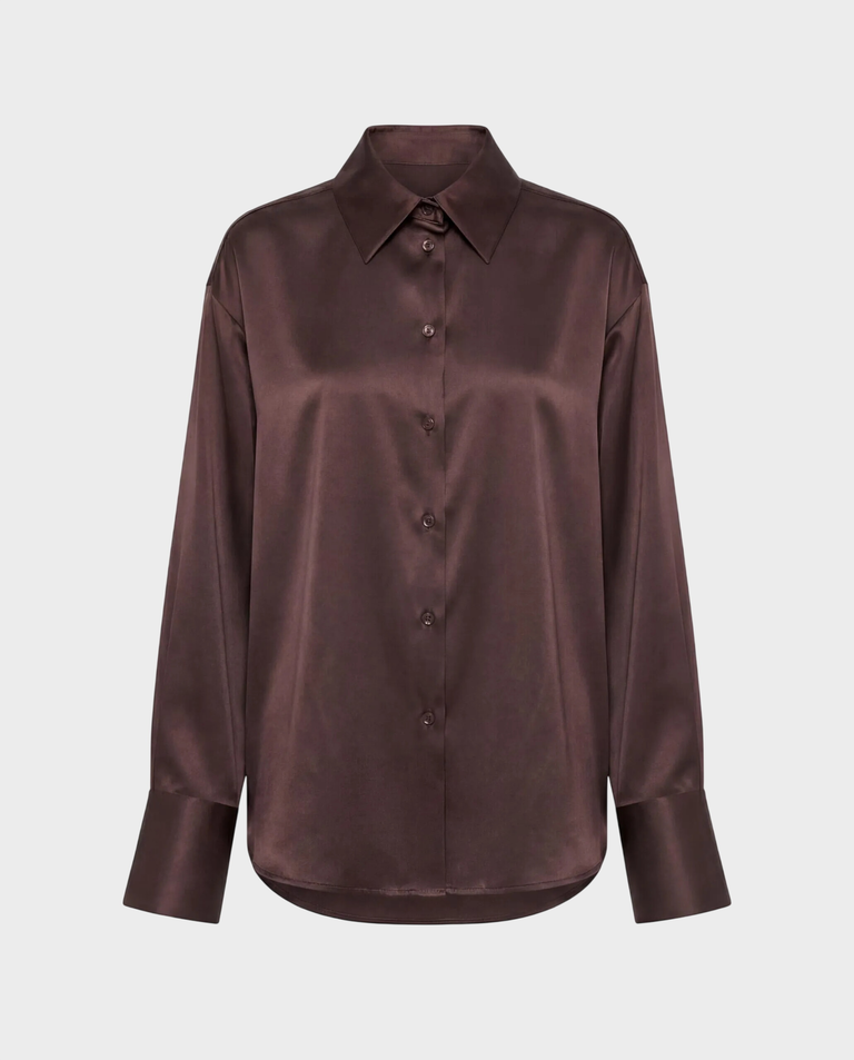 Czekoladowa koszula z jedwabiu Silence