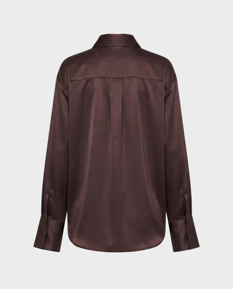 Czekoladowa koszula z jedwabiu Silence